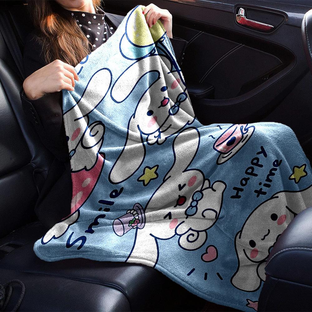 1pc Lucky Rabbit Blanket Lightweight Flannel Throw for Sofa Bed Travel Camping Livingroom Office Couch Chair