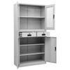 Office Cabinet Light Grey 90 x 40 x 180 cm Steel and Tempered Glass