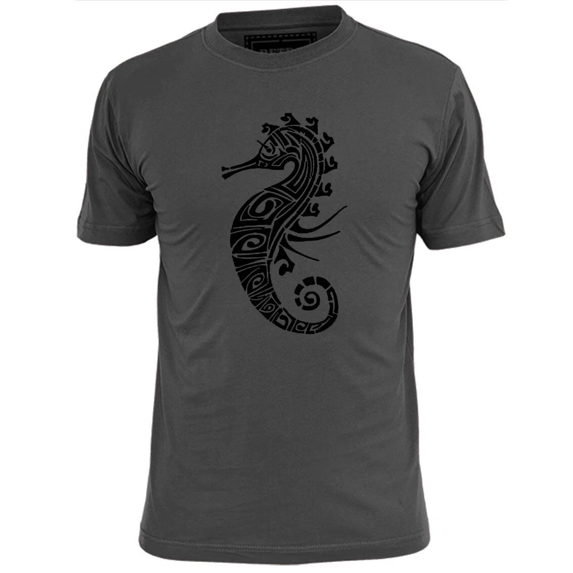 Mens Tribal Seahorse T shirt Maori Tattoo Art 3XL