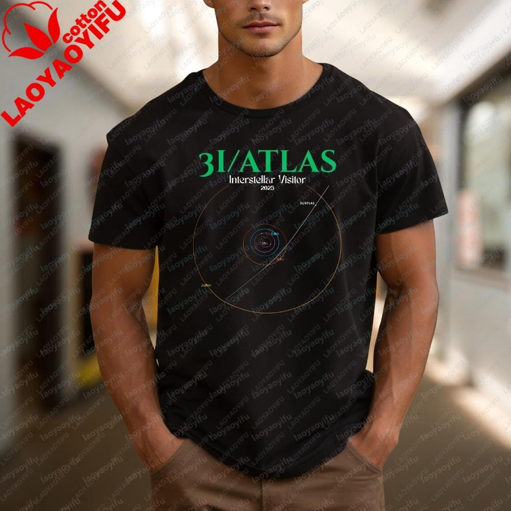 Summer Fashion Unisex Short Sleeve T Shirt 3I ATLAS Interstellar Visitor Orbit Graphic Tee Ideal Astronomy Gift Space Lovers