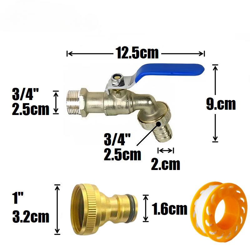 Zinc Alloy IBC Tote Adapter 3/4x1 Faucet Copper Nipple, Coarse Thread Single Barrel Raised, Corrosion Resistant Durable