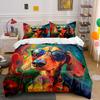 Colorful Dog Art Decor Set Bedding Set with 1 Duvet Cover 2 Pillowcases Single Double King Queen, Gift