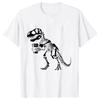 Funny Skeleton Dinosaur Shirt for Men Dinosaur Coffee T-shirts Short Sleeve Fashion Casual Funny Tee Skeleton Halloween Shirts