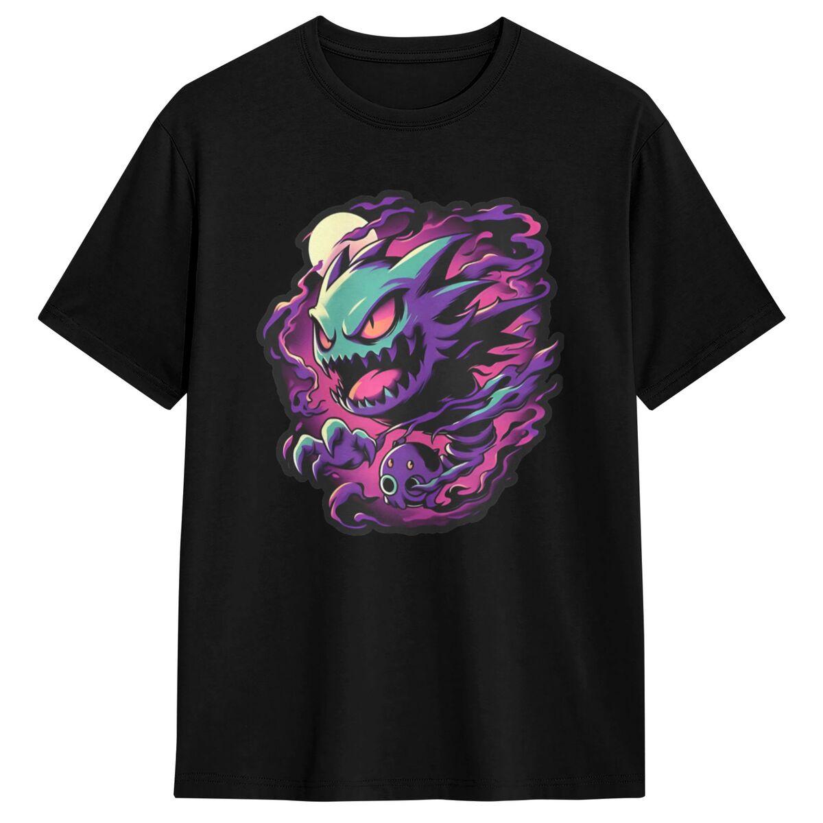 Футболка Pokemon Gengar Большое Лицо Пляжная Уличная Одежда Футболки Хлопок Трендовая Футболка Для Взрослых С Короткими Рукавами Узор Одежда 4XL