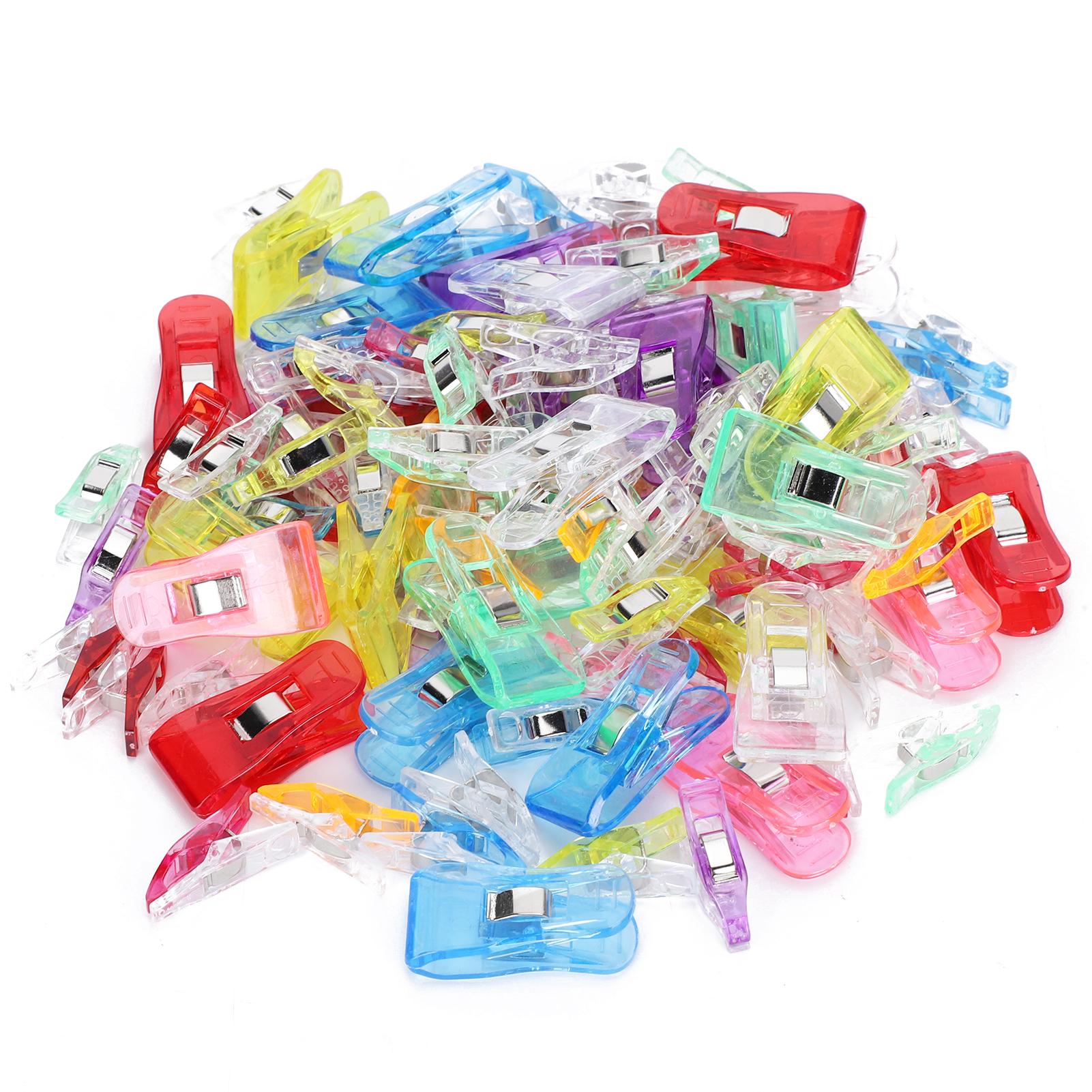 

100 шт. зажимы для подшивания, цветные пластиковые зажимы для ткани пэчворк, швейные принадлежности для квилтинга