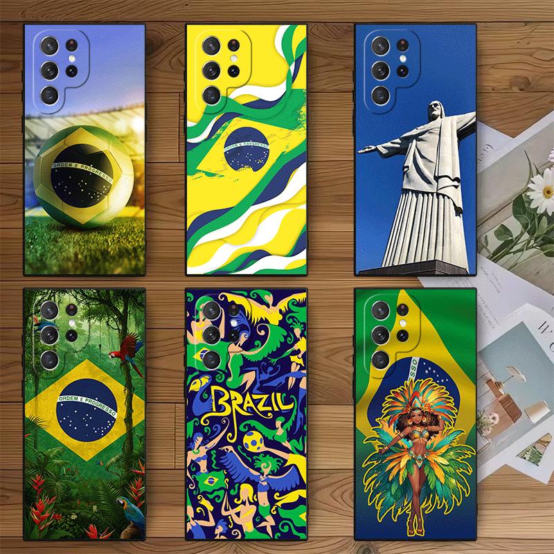 Brazil Brazilian Flag Soft Phone Case for Samsung Galaxy S26 S25 Edge S24 Ultra S23 Plus S22 S21 FE S20 Black Cover Back Shell