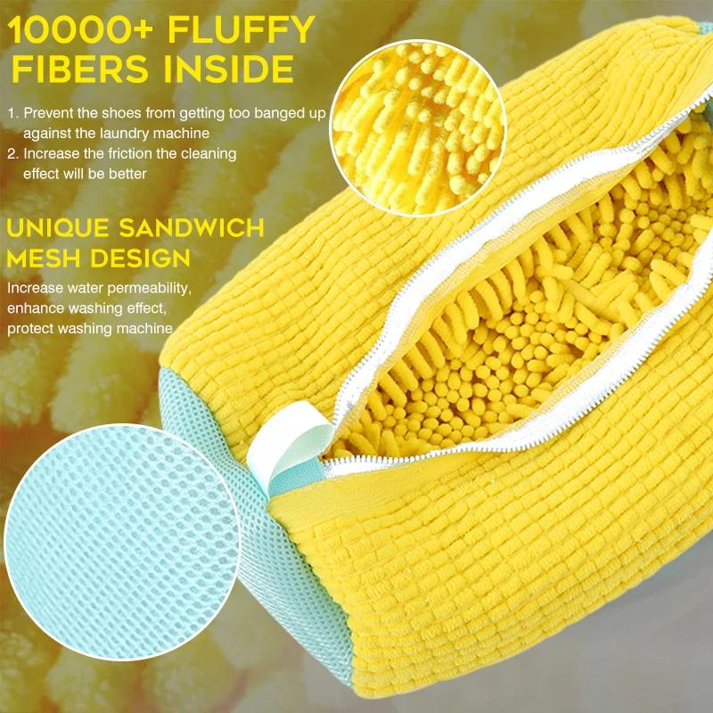2 Units Washing Shoes Bag Cotton Laundry Net Fluffy Fibers Easily Remove Dirt Washing Bags Anti-deformation Shoes Clothes Organizer