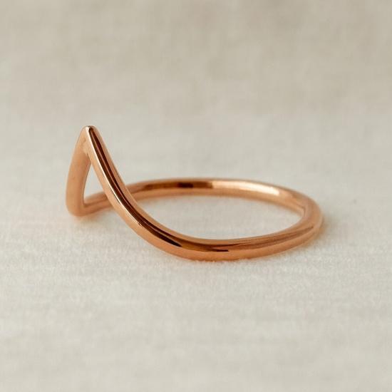 Reiner Kupfer V-Form Ring, Handgefertigter Kupferring, Gewölbter Ring für Frauen, Geschenk für Mutter