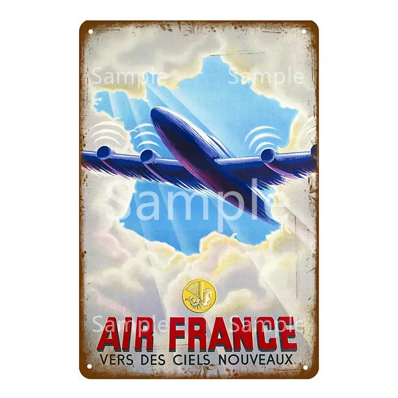 Retro Airplane Metal Signs Fighter Jet Plane Vintage Aircraft Plate Metal Plaque Painting Living Room Home Wall Decoration YL094