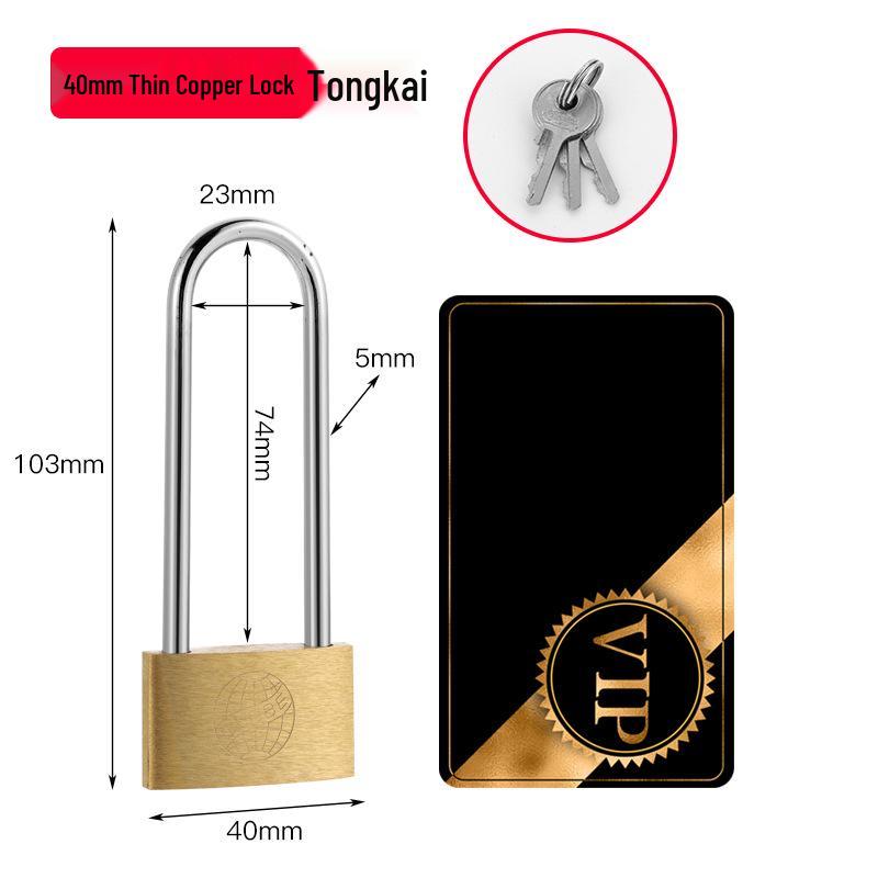 Extra Long Shackle Padlock 30mm Copper with 3 Keys for Cabinets and Doors