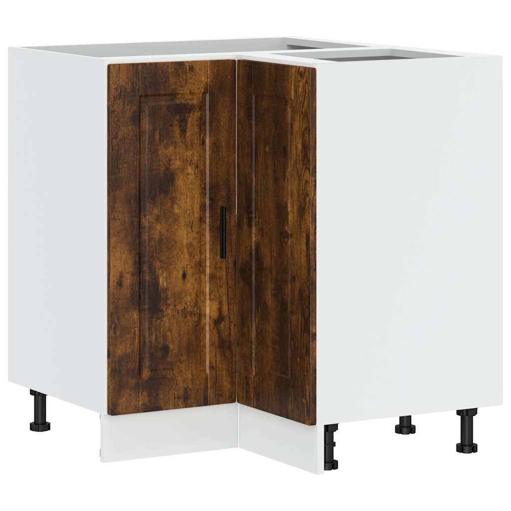 Porto Kitchen Corner Base Cabinet Smoked Oak Veneer Wood Based Material