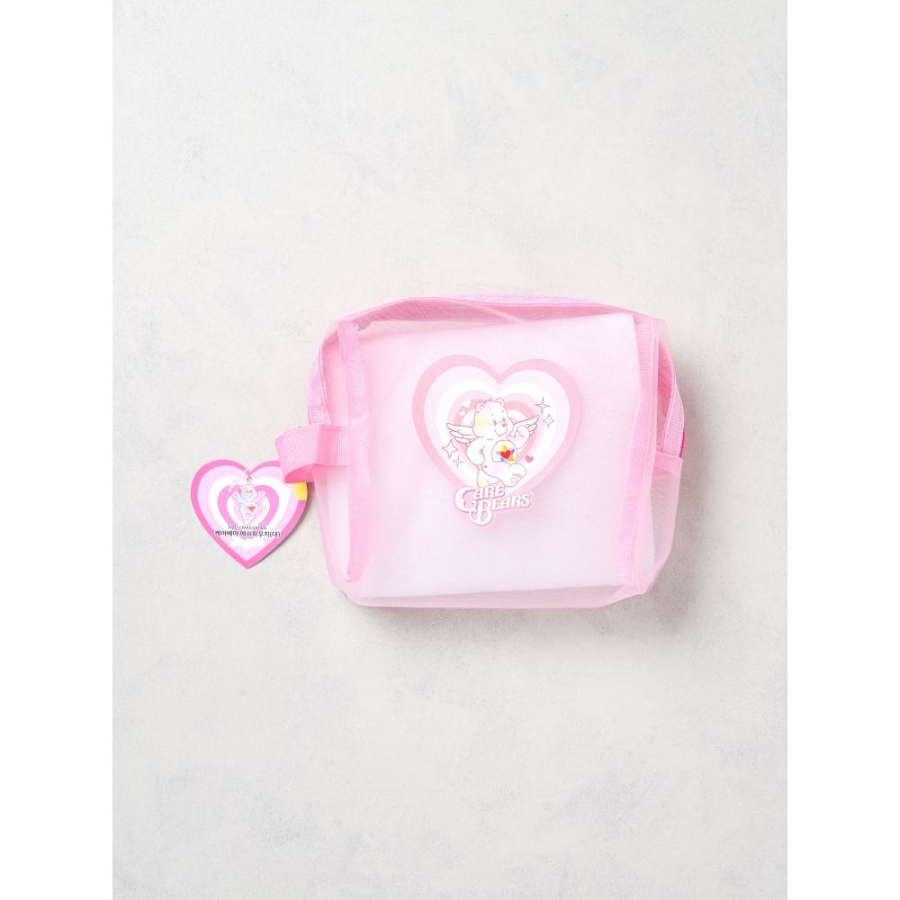 Daiso Care Bear Mesh Pouch Large Pink