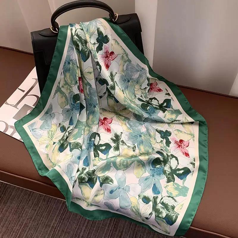Retro 70*70 Square Scarf Colorful Silk Scarf Women Neck Scarf All-match Shawl Fashion Trendy Headscarf Women's Accessories Gifts