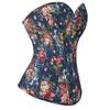 Retro palace blue floral shapewear for women with beautiful body and waist ties