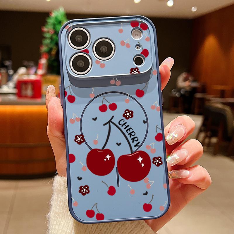 

Cartoon Cherry Print Magnetic Phone Case For iPhone 17 Pro Max 16 15 14 13 Pro Max For Magsafe Wireless Charge TPU PC Back Cover iPhone 15