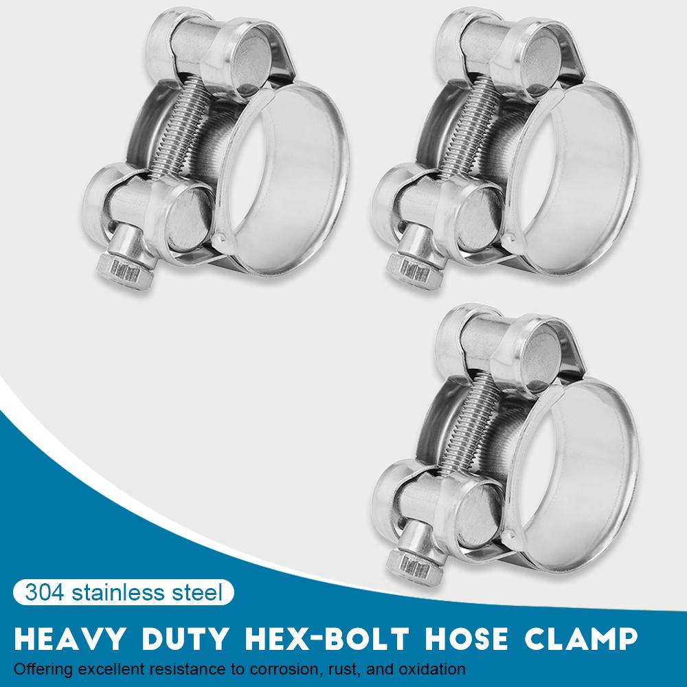 

1piece Heavy Duty Bolt Hose Clamps 304 Stainless Steel Strong Adjustable Hex Bolt Wide Band Pipe Clamp for Automotive Plumbing 17-19mm