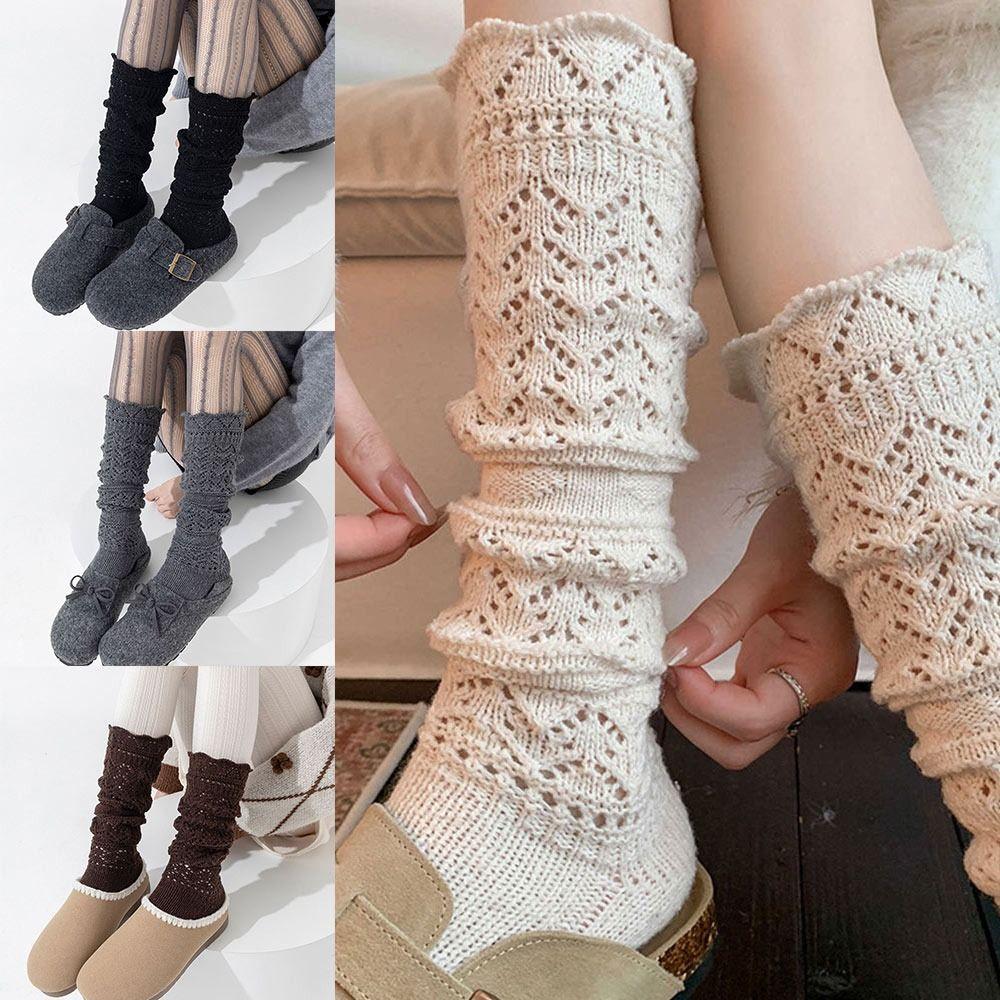 Warmth Hollow Calf Socks Knitted Mid Tube Socks New Stacked Long Tube Socks Autumn Winter