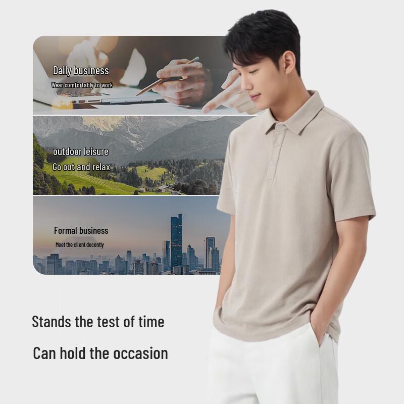Hodo Men's Relaxed Fit Dropped Shoulder Short Sleeve Polo T-shirt
