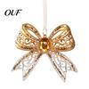 Decorative Bows for Gifts Acrylic Faux Crystal Bow Christmas Ornament, Sparkly Hollow Party Hanging Supplies Knot Decoration Home New Year Decor