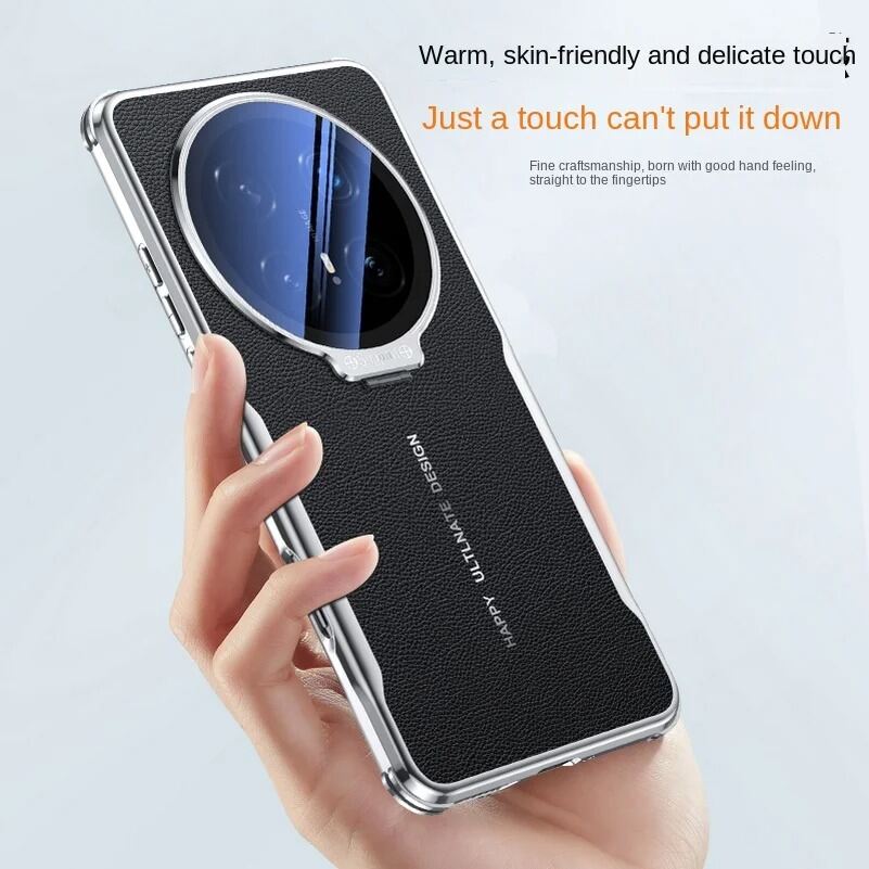 Case for Huawei P80 P70 Ultra Mate 80 70 60 Pro+ RS Honor Magic 8 7 Pro with Lens Invisible Bracket Holder & Leather Back Cover Phone Bumpers