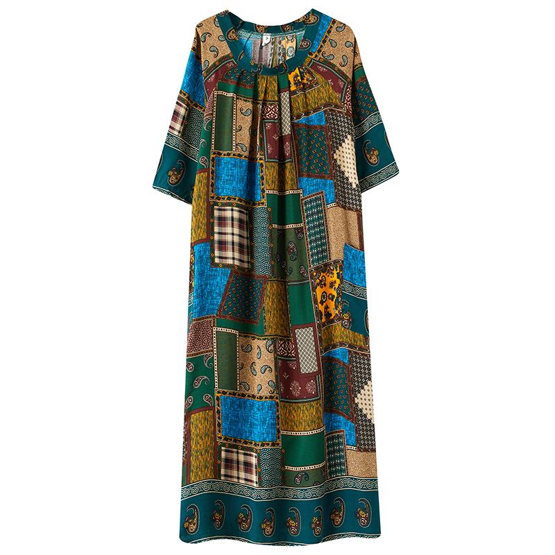 DIMANAF New 2026 Women Plus Size Summer Beach Lady Long Dress Loose Oversize Vintage Floral Print Sundress Clothing