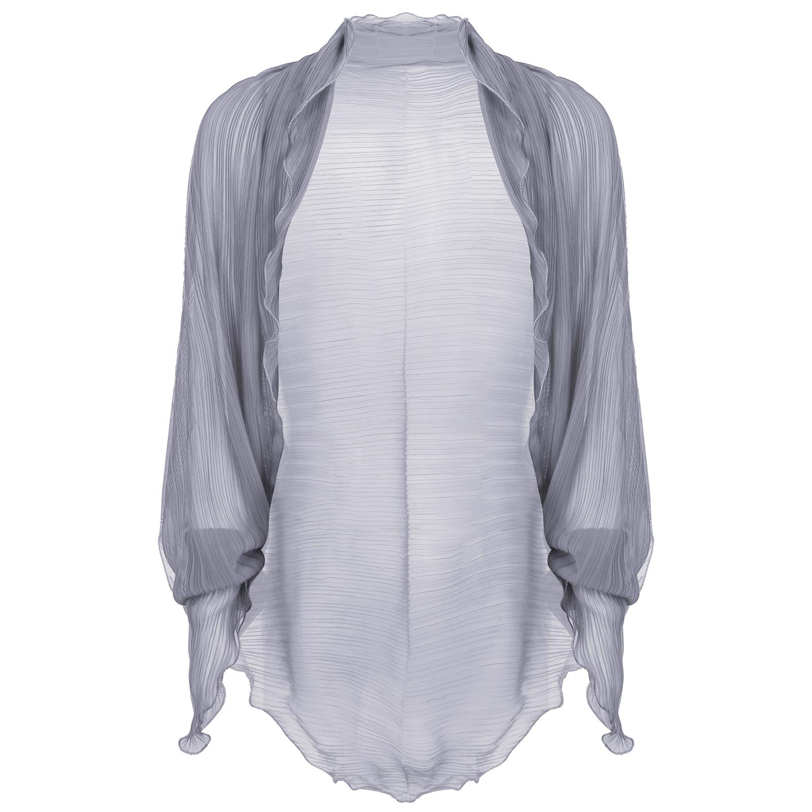 

Жіночий легкий сонцезахисний топ з довгими рукавами, шифоновим дизайном з відкритим спереду та плісованими деталями для пляжного відпочинку One Size сірий