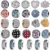 Colorful Full Diamond Charms Copper Heart Blooming Rose Round Beads Pendant Fit Original Bracelets Necklace Jewelry