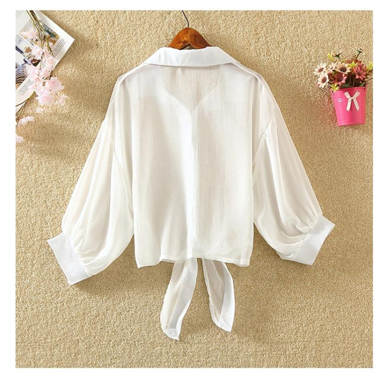 Summer Chiffon Thin Jacket Loose Short Three-quarter Sleeve Shawl Cardigan Sunscreen Shirt Top
