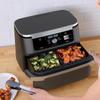 Silicone Air Fryer Liners Set of 2 Nonstick Dual Handle Reusable Baking Trays for Air Fryer Oven Microwave Dishwasher Safe Square Design