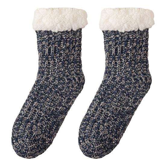 Fleecegefütterte Crew-Socken Warme Hausschuhe mit rutschfesten Noppen Damen Verdickte Flauschige Wintersocken zum Entspannen zu Hause Schlafen