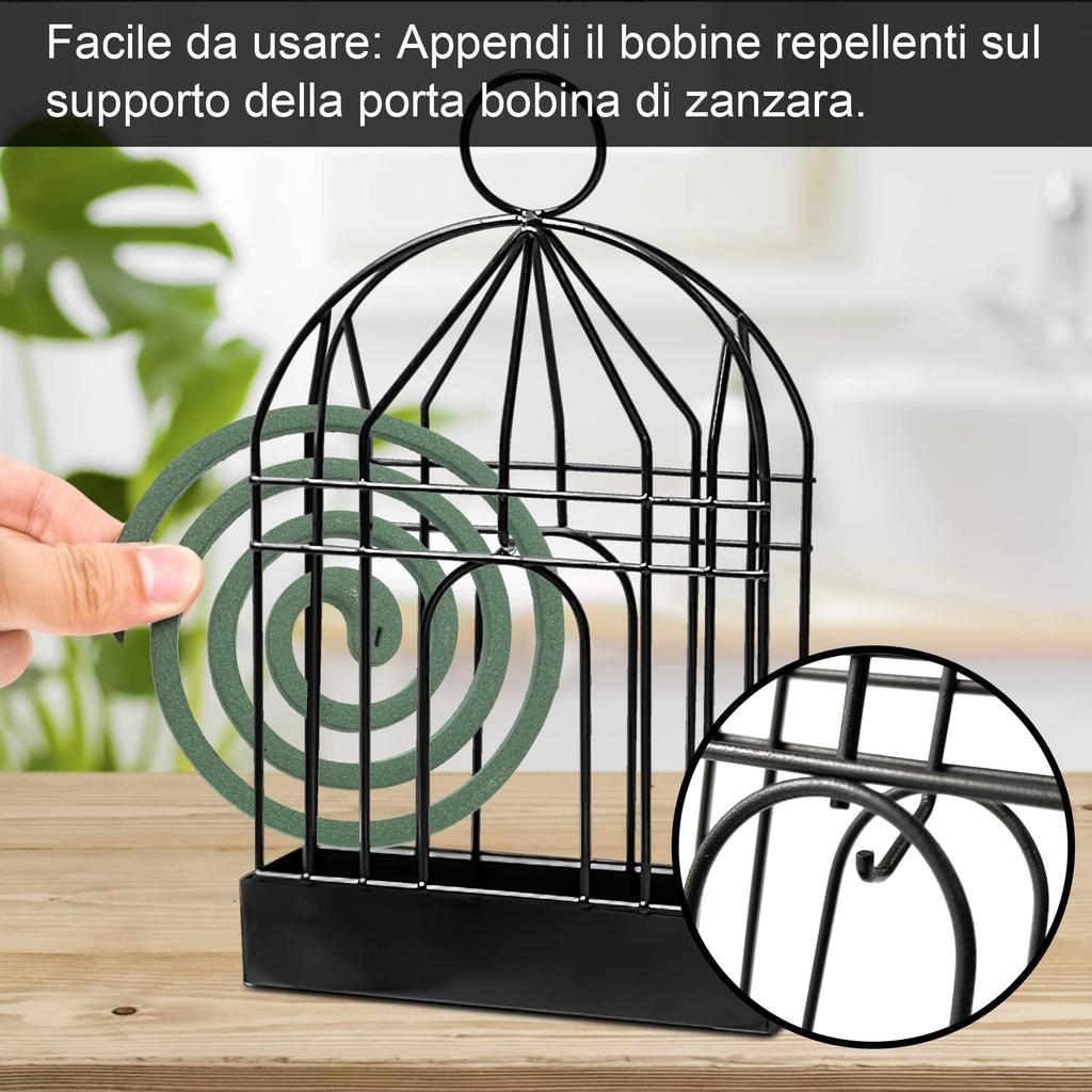 Mosquito Coil Holder Metal Incense Holder Retro Incense Coil Burner,Portable Hanging Bird Cage Outdoor Home Garden Decor(Black)