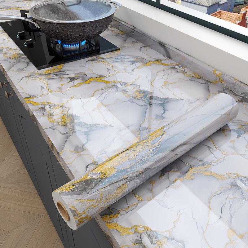 Selfadhesive Oilproof Thickened Marble Waterproof Kitchen Stickers For Countertops And Stovetops