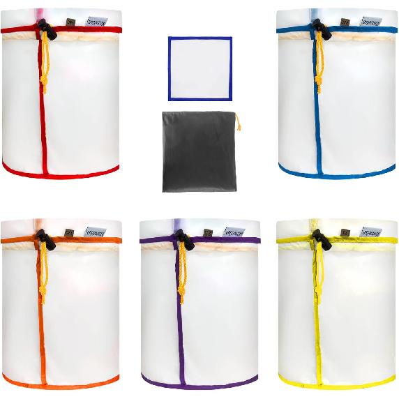 5-Gallon Mesh Filter Bags, 5 Pack Reusable Micron Bags With Pressing Screen & Storage Pouch, Fine Nylon Mesh Strainer Bag Set for 5 Gallon Bucket (25