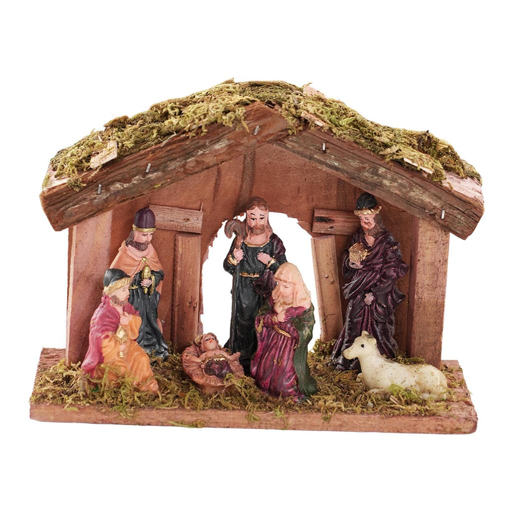 Resin Christmas Nativity Scene Set Collectible Sculpture Elegant Decoration Aesthetic Ornament for Living Room Decor