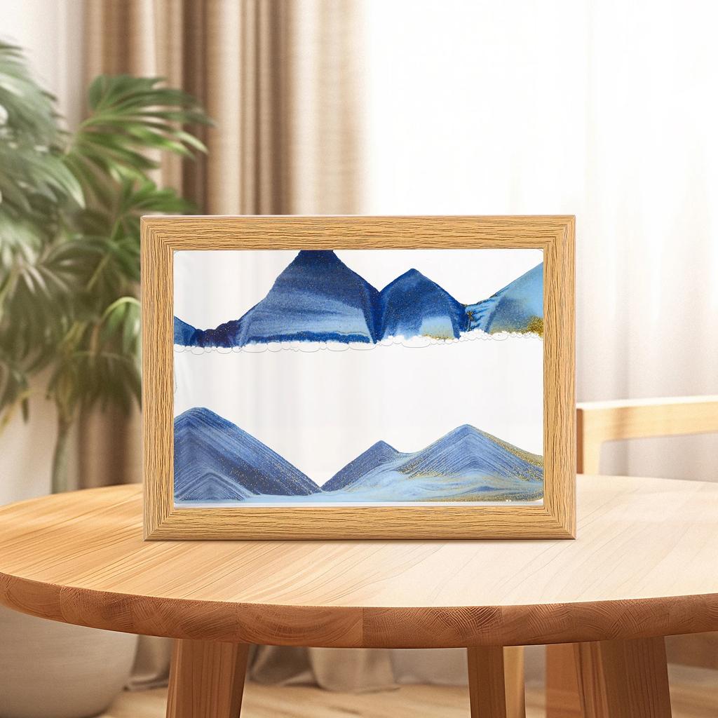 Wooden Frame Sandscape Moving Sand Art Picture Quicksand Craft 3D Hourglass Square Flowing Sand Painting Office Home Decor Gifts
