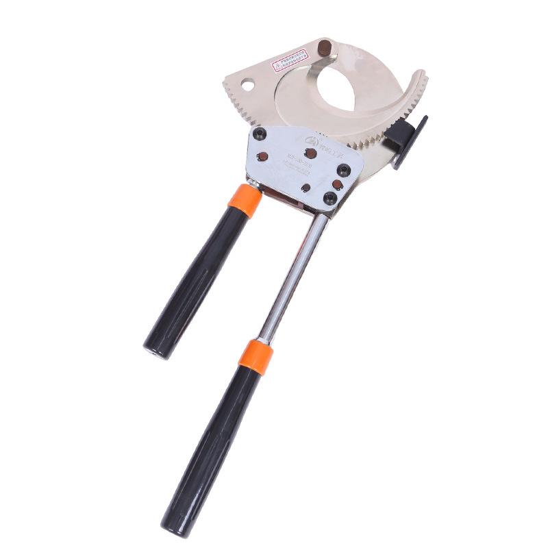 Rubberized Retractable Ratchet Cable Cutter - Gear-Type Wire Scissors