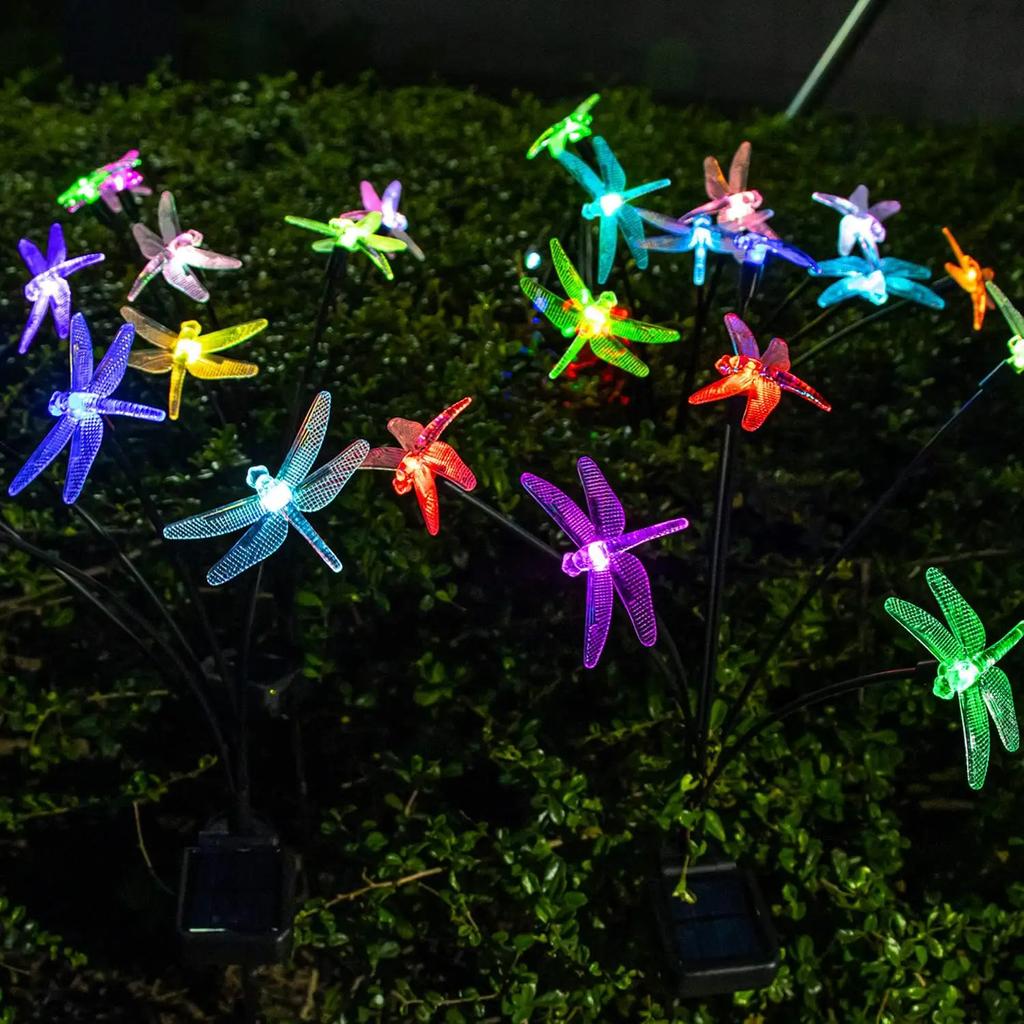 Garden Solar Dragonfly Lights Outdoor 6LED Decor Light Waterproof Stake Lights for Yard Pathway Patio