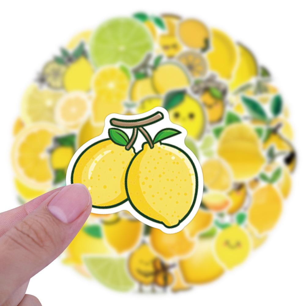 60 Lemon Graffiti Cartoon Fruit Stickers for DIY Phone Cases and Suitcases - Waterproof and Kid-Friendly