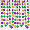Decor365 Gold Purple Green Mardi Gras Decorations Glitter Dot Mardi Gras Garland Decor Circle Streamers Fat Tuesday Banner Carnival Themed Backdrop