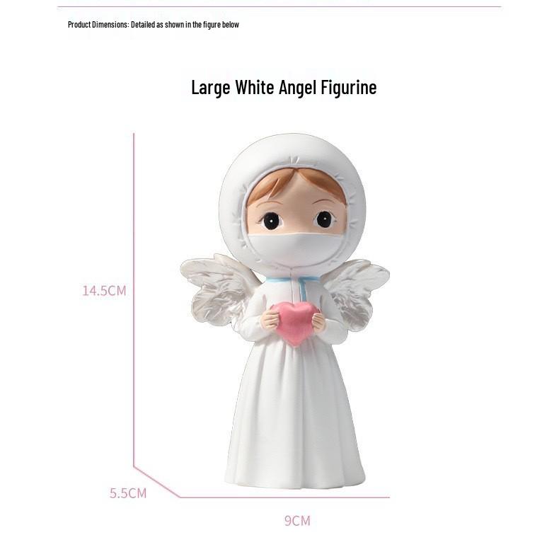 Angel Nurse Resin Ornament - Cute White-Clad Desktop Decoration for Nurse's Day