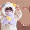 2-In-1 Hat Scarf Set Thick Fluffy Windproof Warm Integrated Hat And Scarf Cartoon Ear Hooded Scarf For Kids For Boys Girls