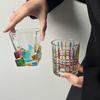 Bicchiere da Whiskey in Vetro Cristallo Colorato Dipinto Stile Europeo, Bicchiere da Acqua per la Casa, Tazza da Tè, Bicchiere da Acqua in Vetro Colorato con Motivo Intrecciato
