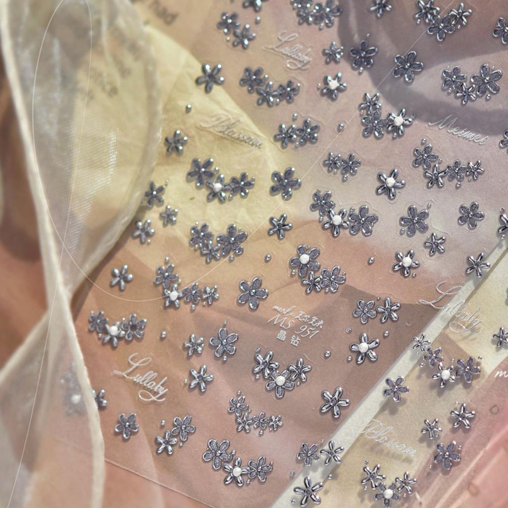5D Starfish Fish Tail Small Fish Blue Bow Shell Silver Glitter Star Nail Art Stickers Ocean Fantasy Nail Decals Manicure
