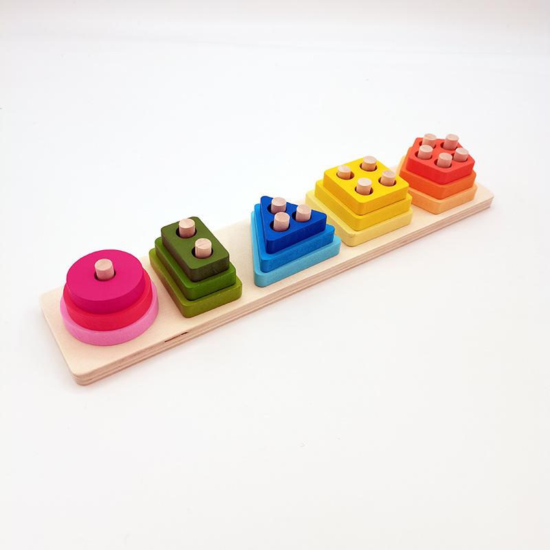

Geometric Shape Color Kids Wooden Puzzle Montessori Toys for Children Learning Educational Toy 3D Puzzles Blocks Matching Games