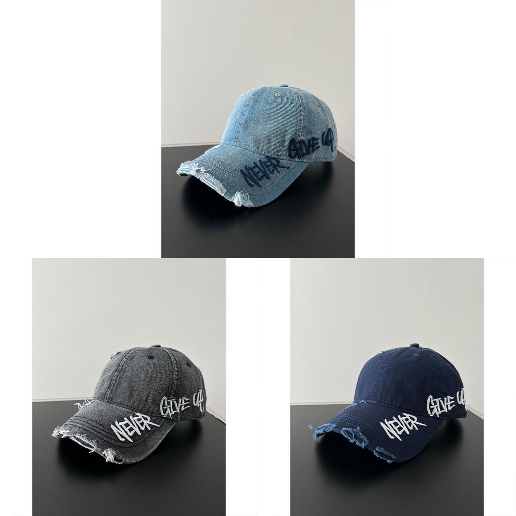 Classic Denim Baseball Cap With Embroidered Letters For Casual Summer Style