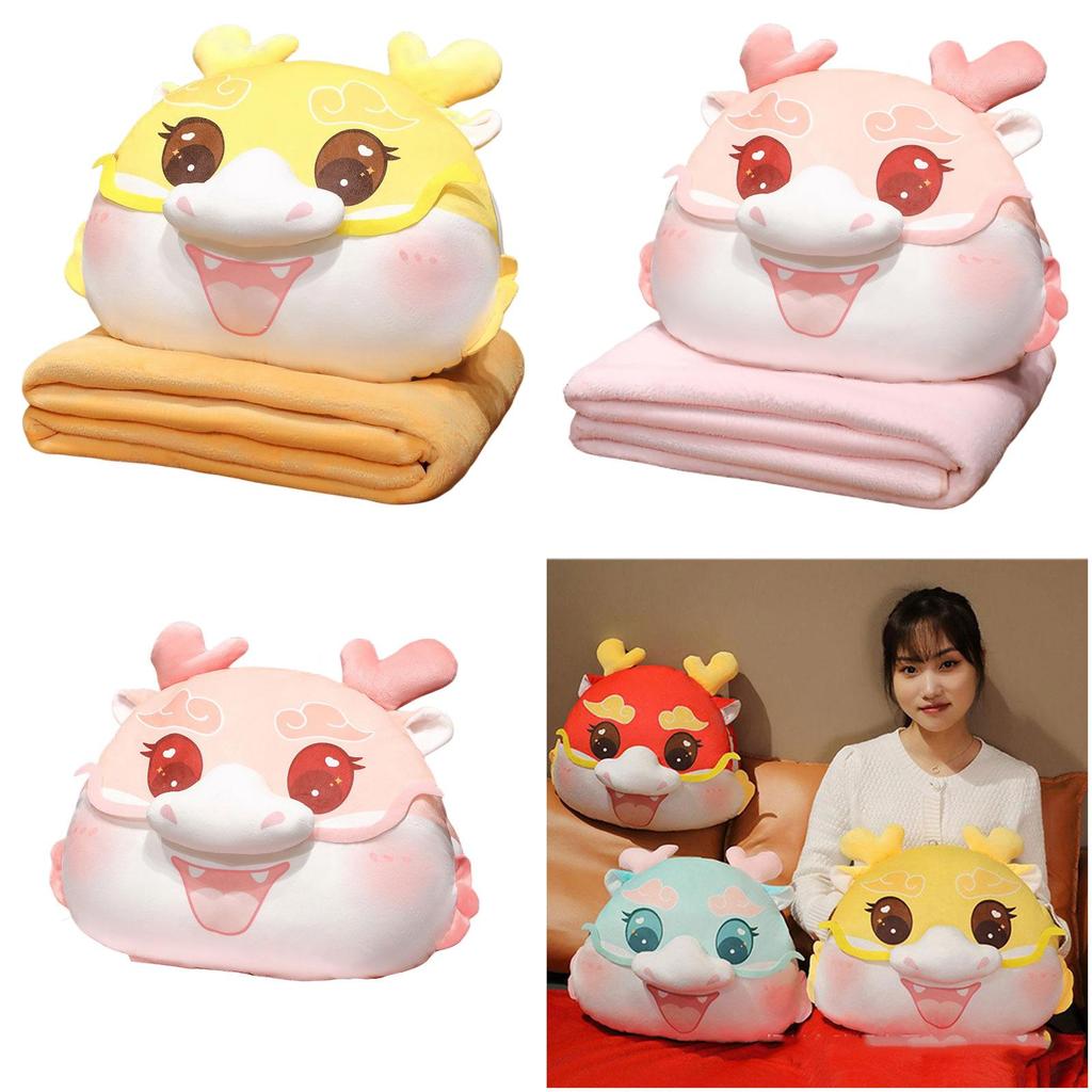 Dragon Year Cartoon Plush Pillow Blanket Versatile And Cozy
