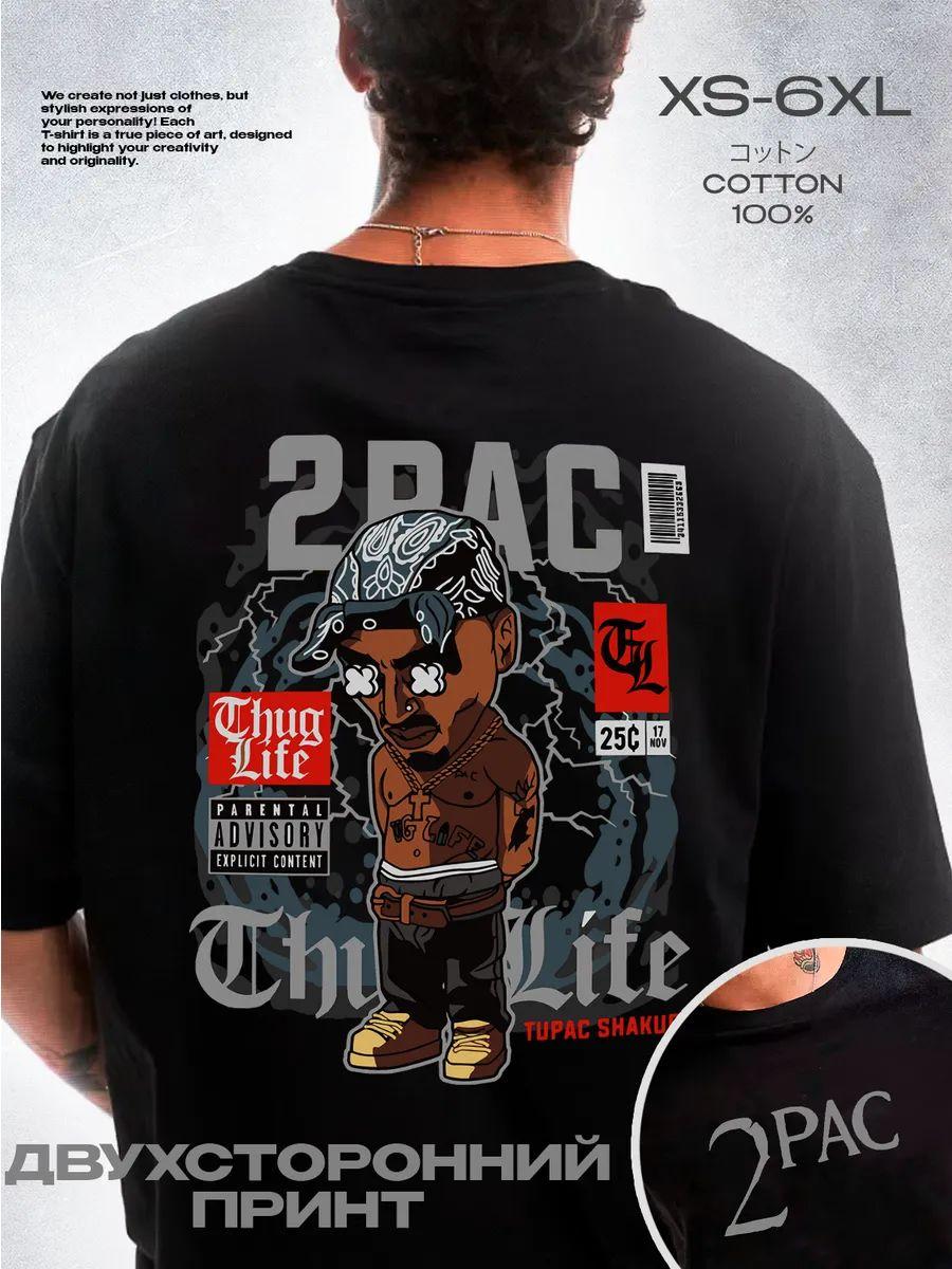 2Pac Tupac Shakur print on both sides T-shirt 4XL