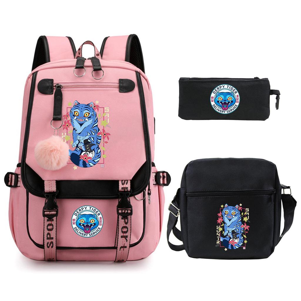 Witch Hunters Cartoon Peripheral Printing Children's Backpack Cross-border New Student School Bag Three-piece Shoulder Bag Pencil Bag
