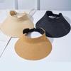 Women Straw Sun Caps Foldable Portable Empty Top Hat Ponytail Sun Visor Hats for Outdoor Beach Holiday Summer Adjustable Caps