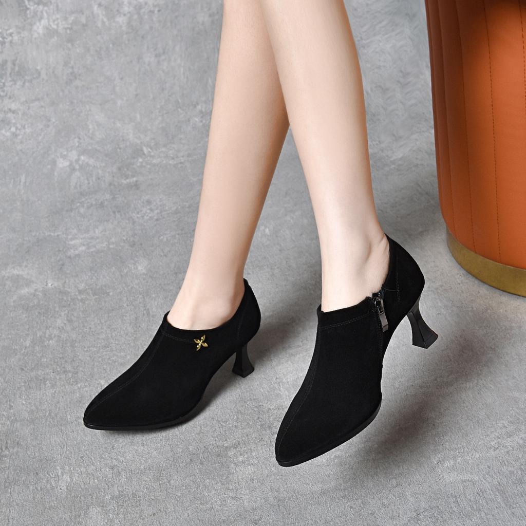 Spitze dünne Absätze High Heels Damen Frühling neu Britisch schlichtes Temperament tiefer Ausschnitt Einzelne Schuhe drei Höhen Damenschuhe